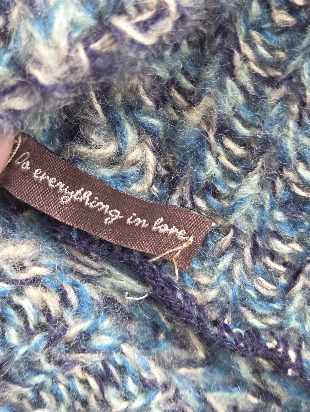 Do everything in love Teal Mix Chunky Knit Poncho - Picture 5 of 5